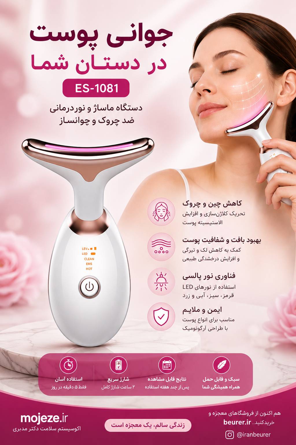 دستگاه جوانسازی و ماساژ صورت ES-1081